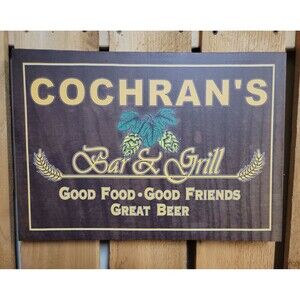 Cochran's Bar & Grill Sign On Canvas NIP Man Cave 16 1/2 × 11 3/4"